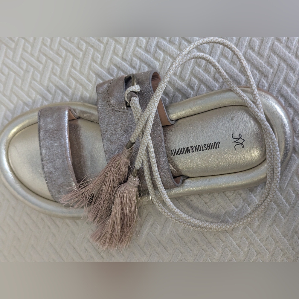 New Johnston & Murphy Zoey Metallic Tie Sandals - Sz 8